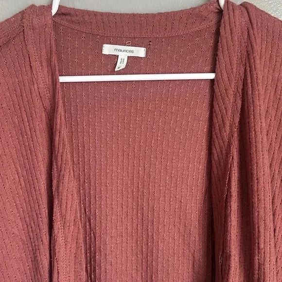 Maurices Women’s Solid Ruffle Hem Open Front Cardigan - Picture 6 of 7